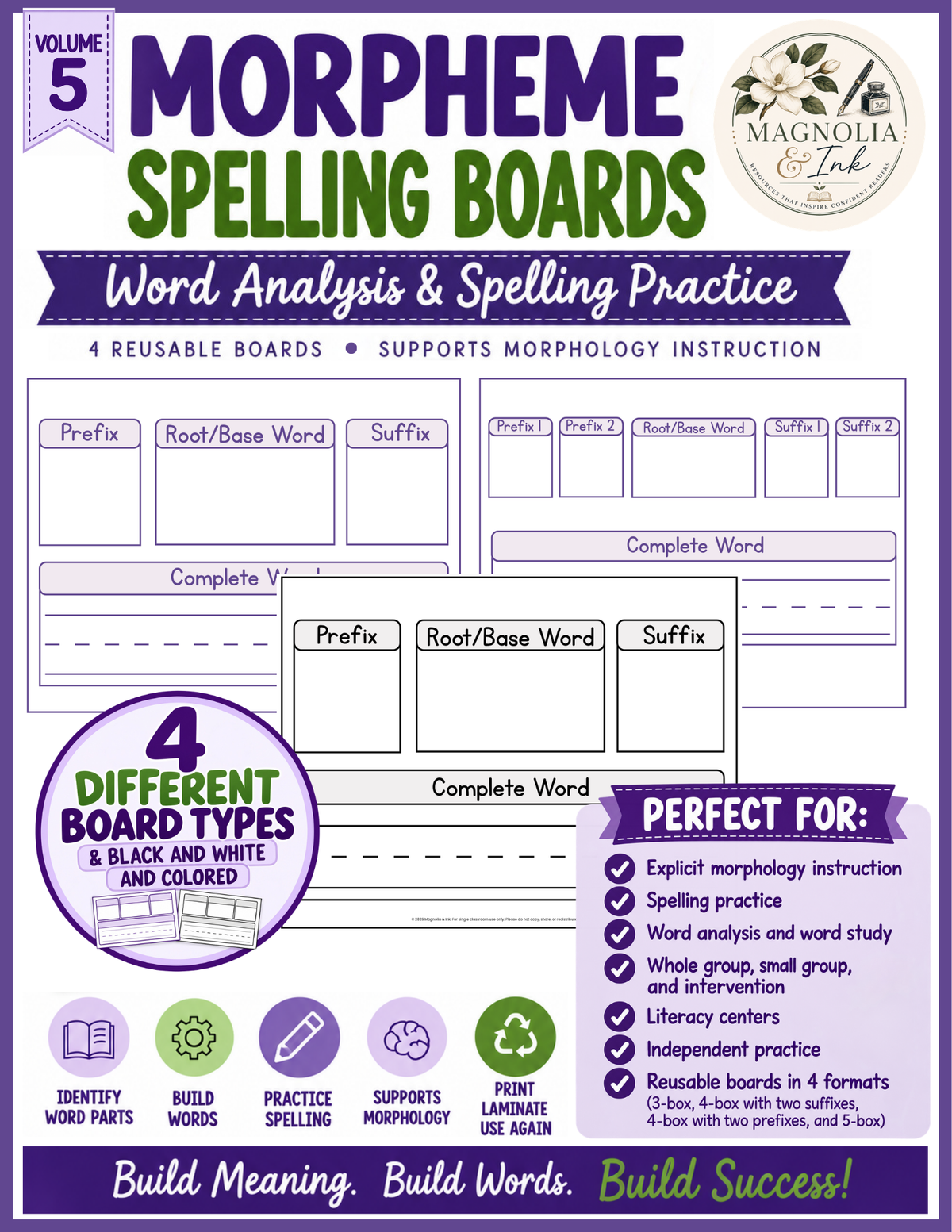 Morpheme Spelling Boards – V5 | Reusable Word Building Mats