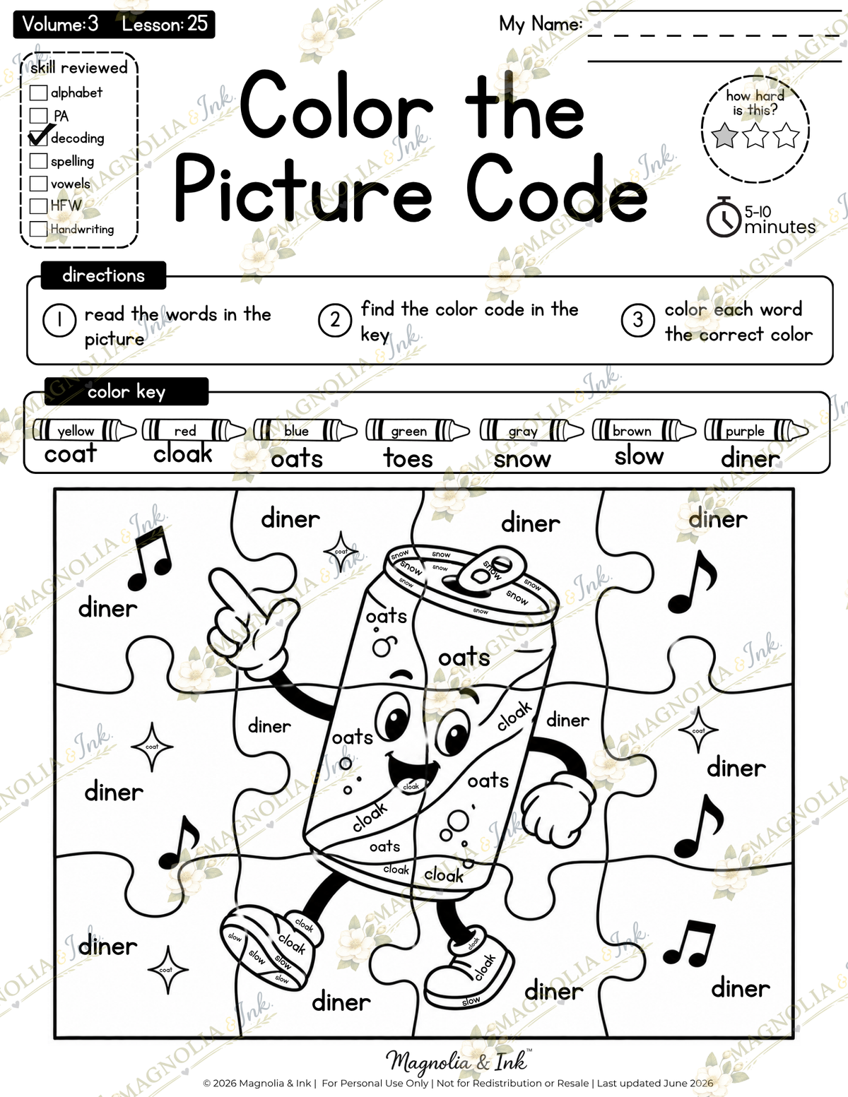 While You Assess™ Volume 3 | 36 No-Prep Dyslexia Review Activities