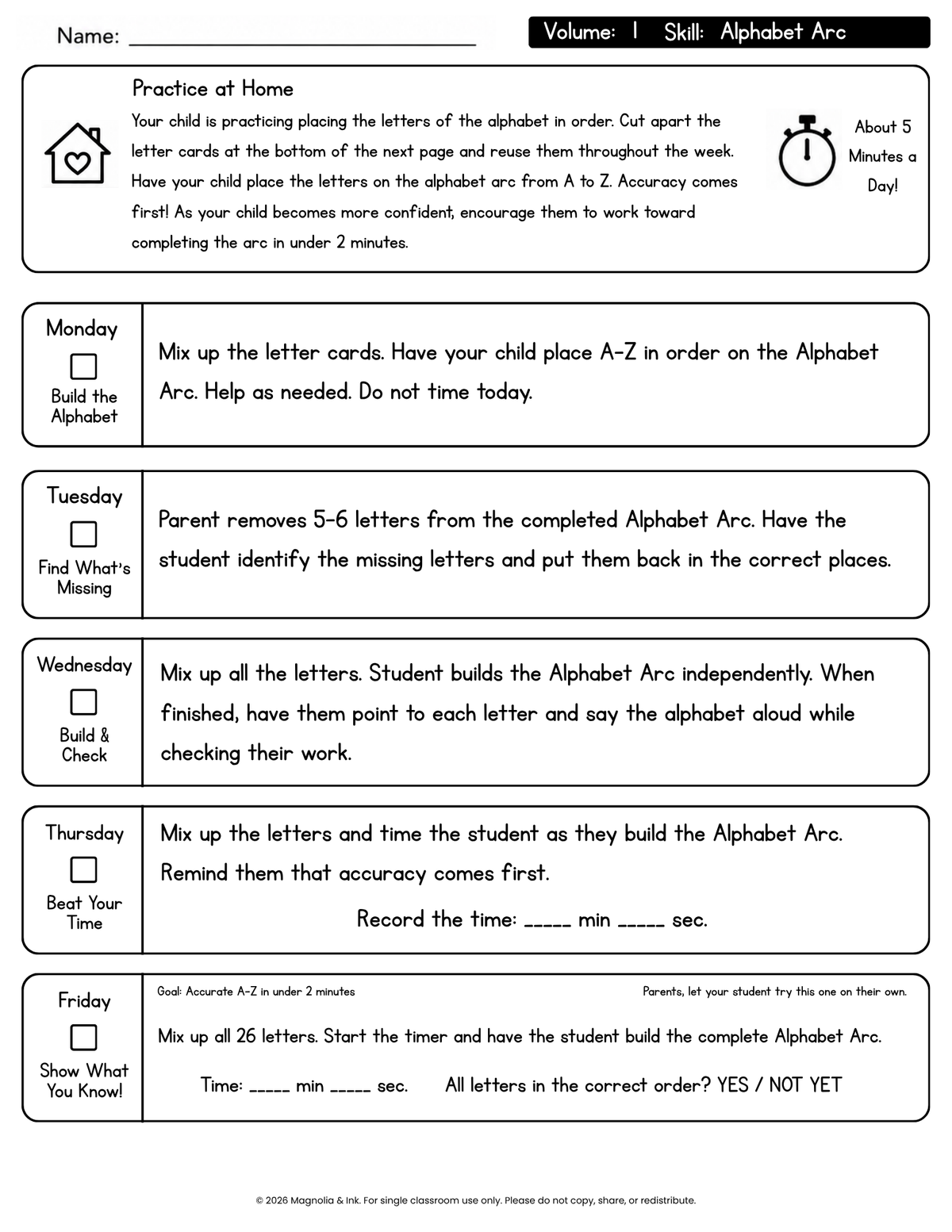 Dyslexia Take-Home Practice Packets | Mastery Check Parent Practice Volume 1