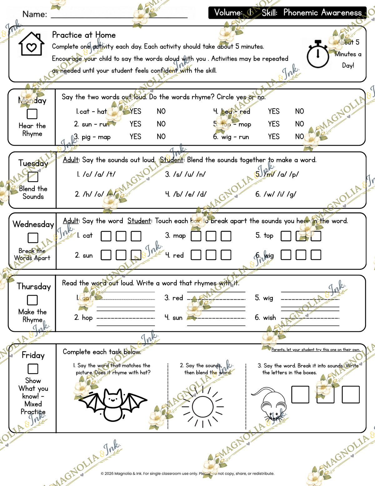 Dyslexia Take-Home Practice Packets | Mastery Check Parent Practice Volume 1