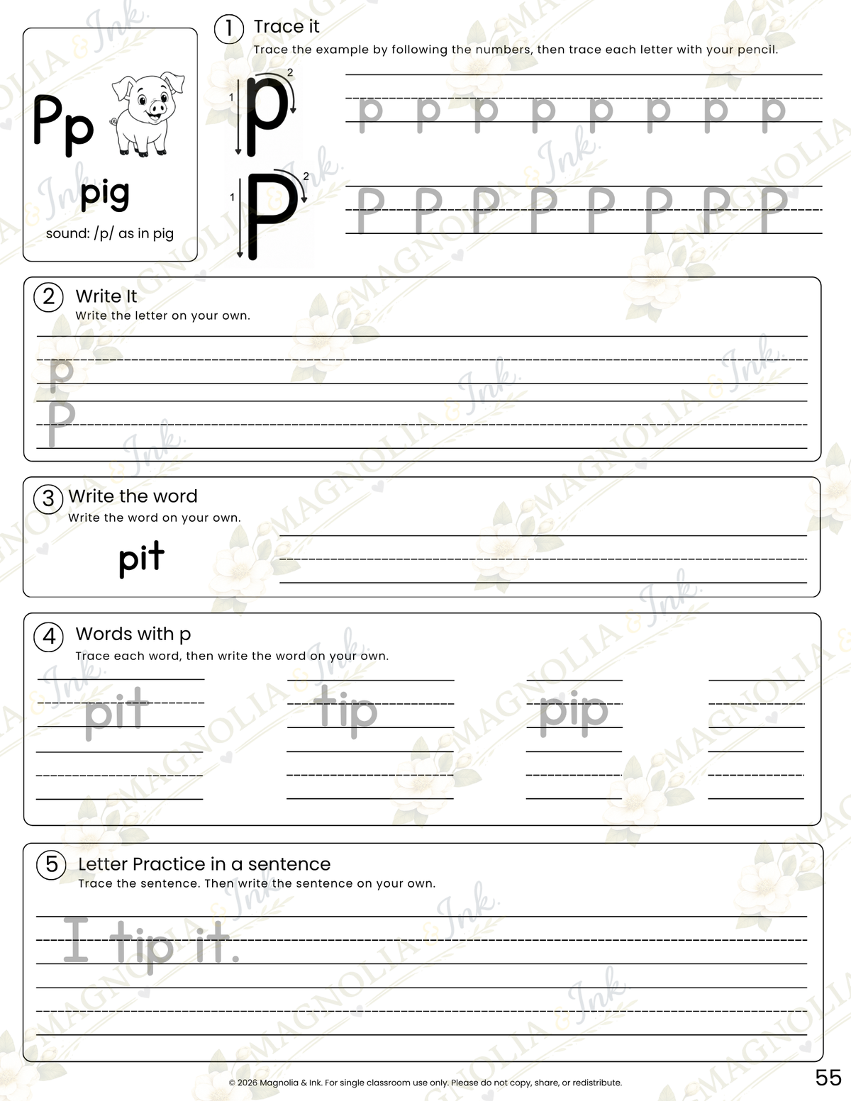 Print Letter Practice Worksheet | Uppercase & Lowercase Alphabet Handwriting A–Z
