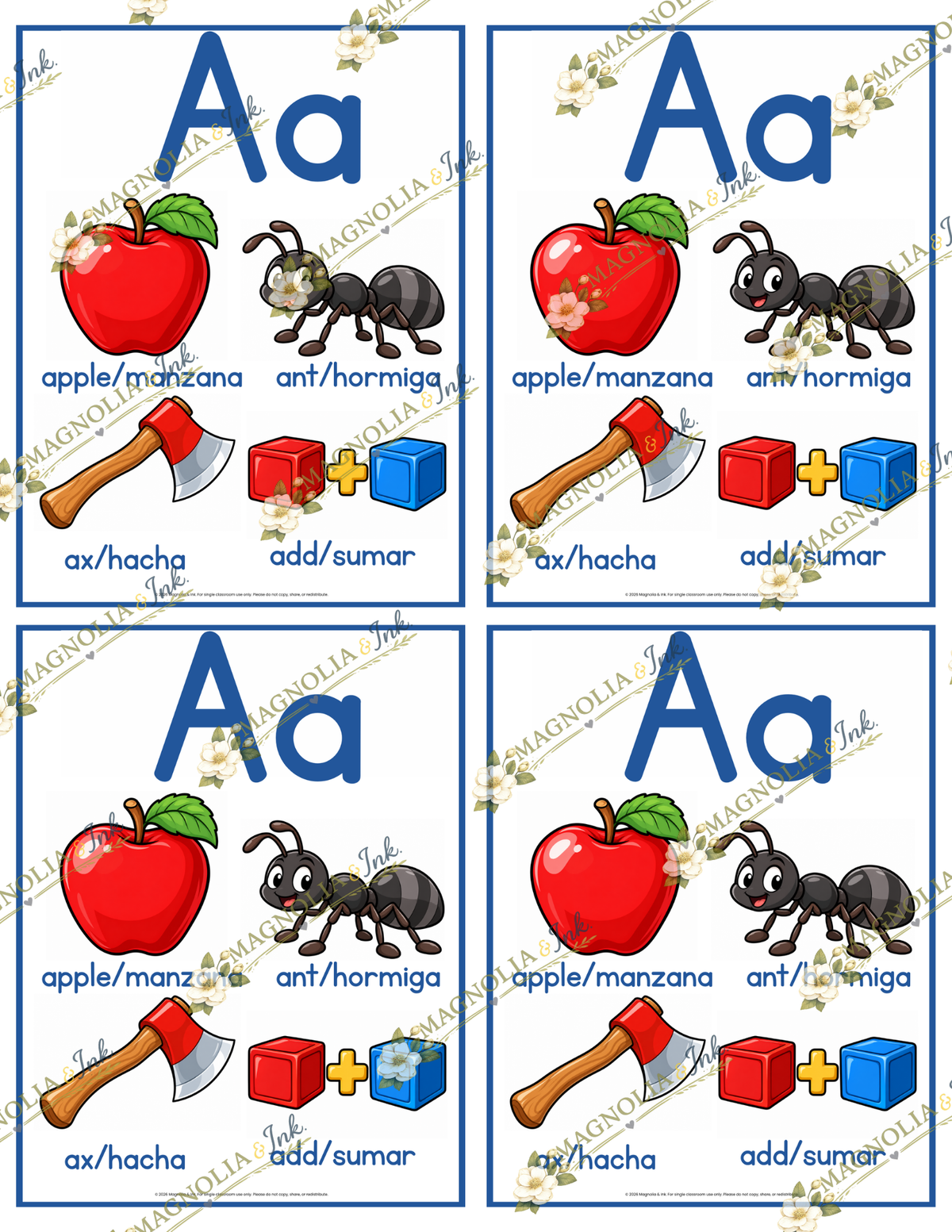 Bilingual Alphabet Sound Wall Posters | English & Spanish Posters | Volume 1