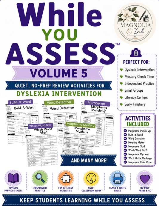 While You Assess™ Volume 5 | 27 No-Prep Dyslexia Review Activities