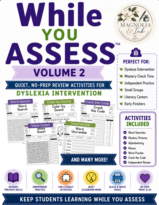 While You Assess™ Volume 2 | 36 No-Prep Dyslexia Review Activities