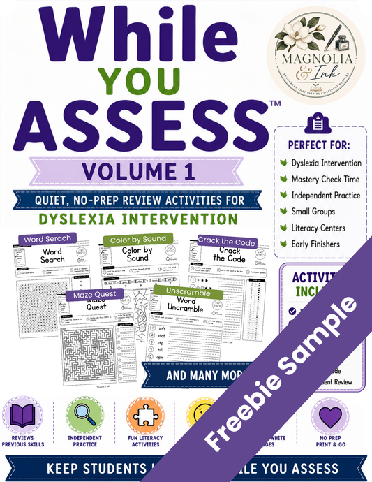 FREE While You Assess™ Sample | Dyslexia Review Activities | No Prep