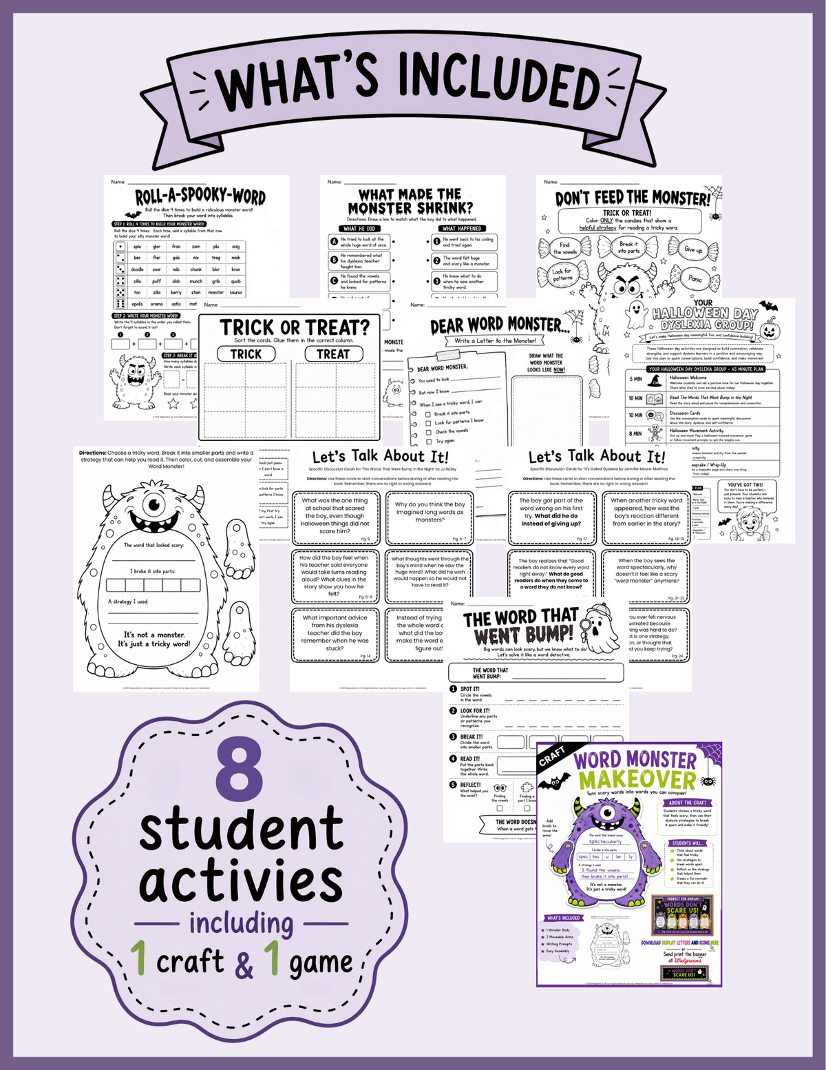 Dyslexia Halloween Activities & Read Aloud Companion | Reading Strategies Grades