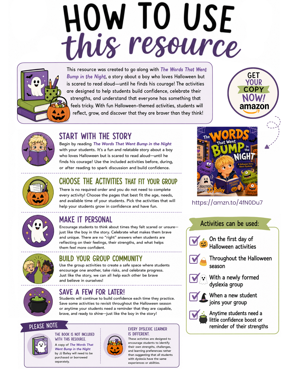 Dyslexia Halloween Activities & Read Aloud Companion | Reading Strategies Grades