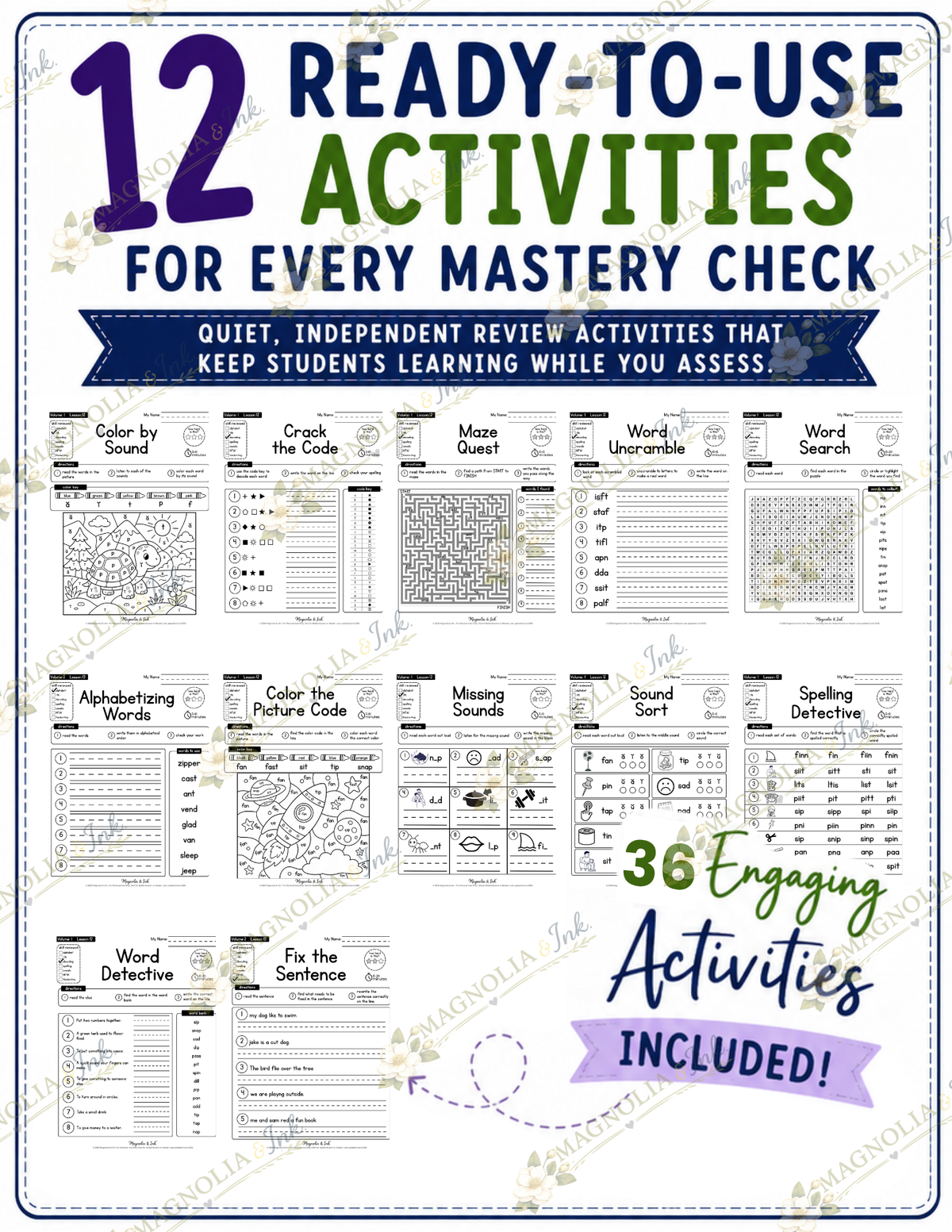 While You Assess™ Volume 2 | 36 No-Prep Dyslexia Review Activities