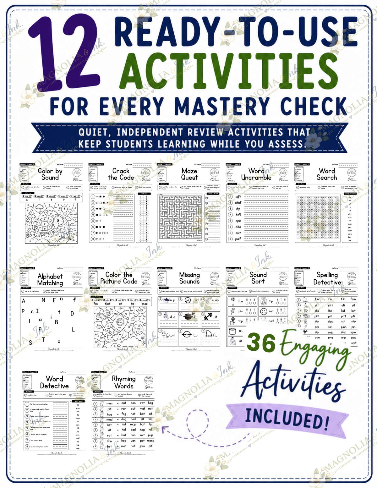 While You Assess™ Volume 1 | 36 No-Prep Dyslexia Review Activities