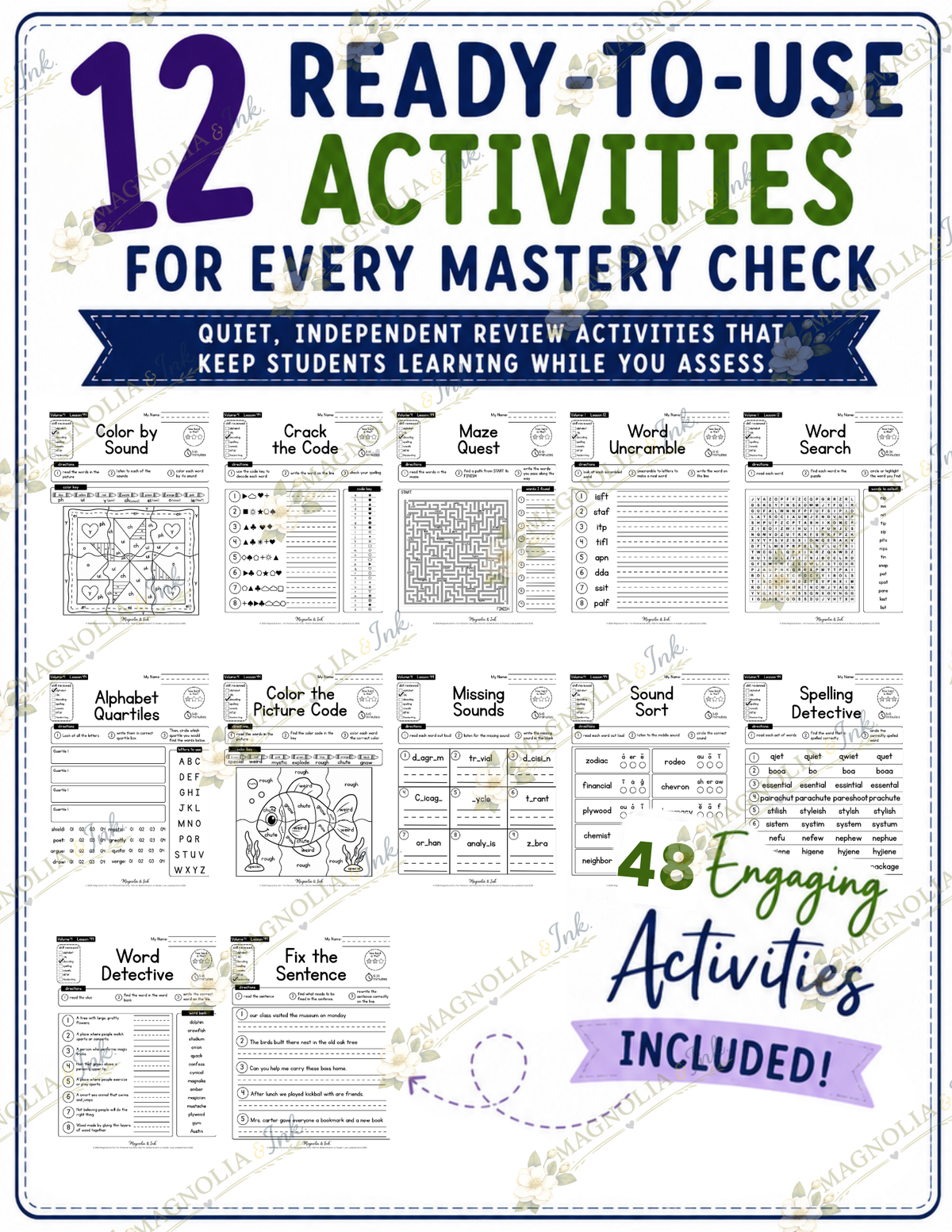 While You Assess™ Volume 4 | 48 No-Prep Dyslexia Review Activities