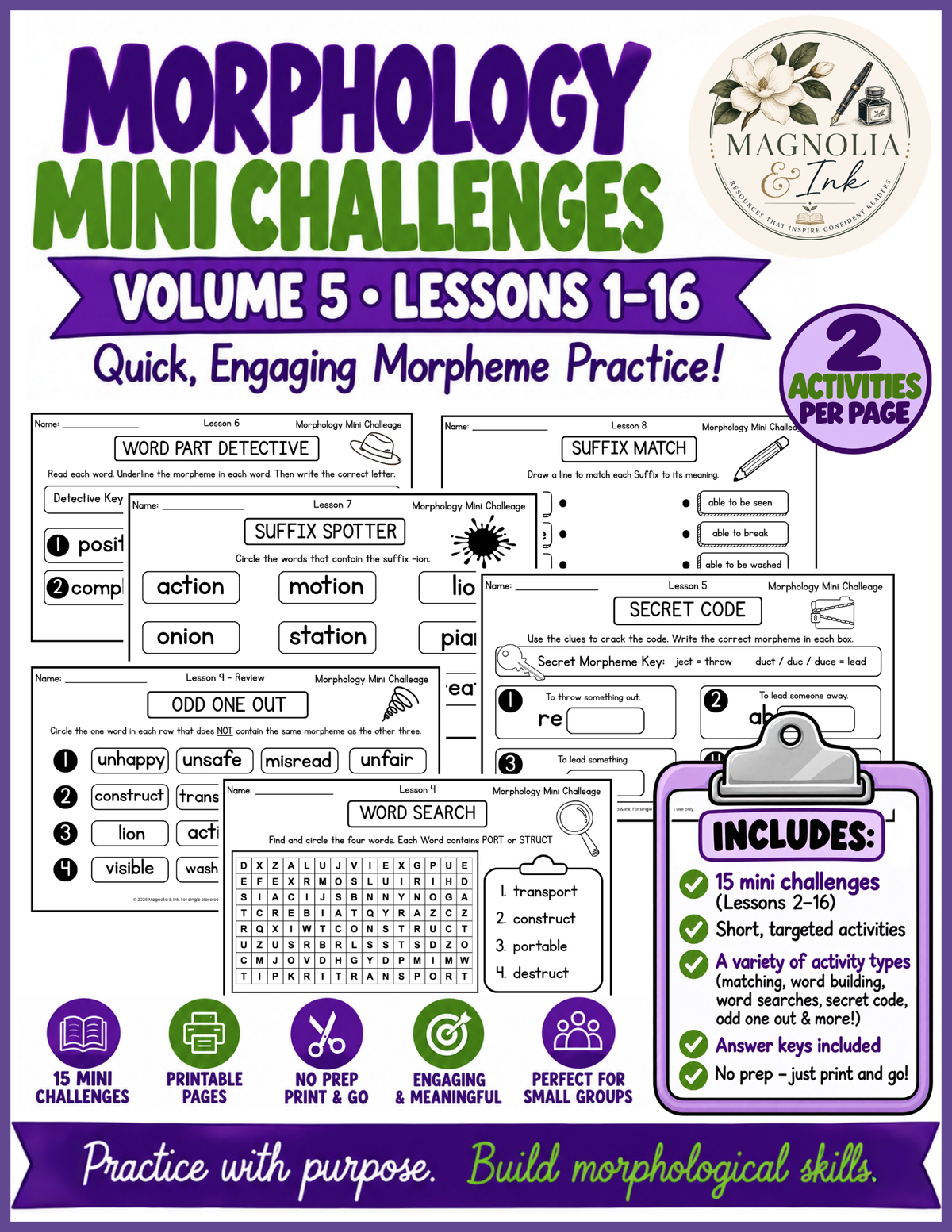 Morphology Mini Challenges | V5 | Lessons 2–16