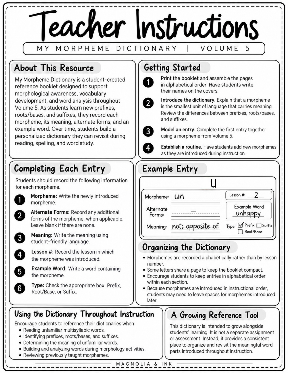 My Morpheme Dictionary | V5 – Student Morphology Reference Booklet